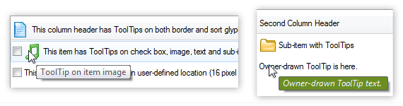 List View Regional Tooltips and Owner Drawn Tooltips